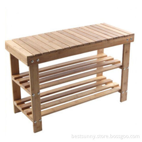 Shoe Rack, Made of Green Bamboo with Box in Middle, 90cm